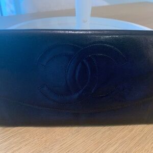 ♦️Chanel Double Flap Large CC Midnight Navy wallet